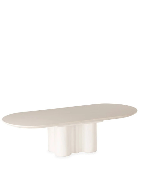 Table basse ovale en ciment blanc
