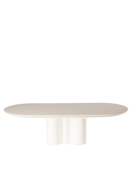 Table basse ovale en ciment blanc
