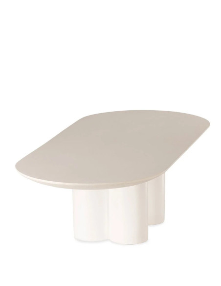 Table basse ovale en ciment blanc