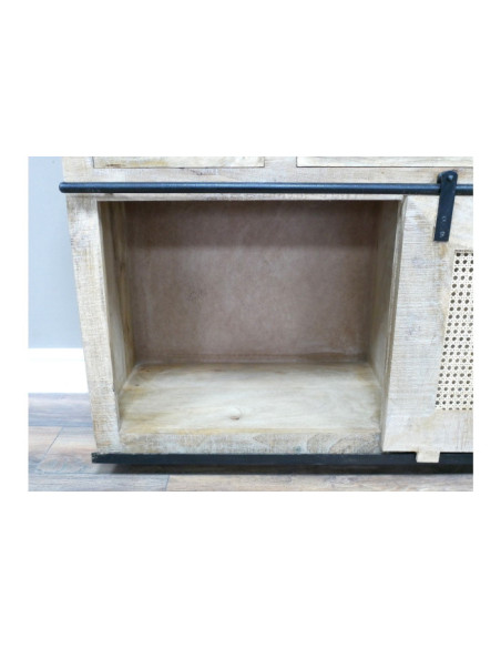 Buffet avec portes coulissantes en rotin