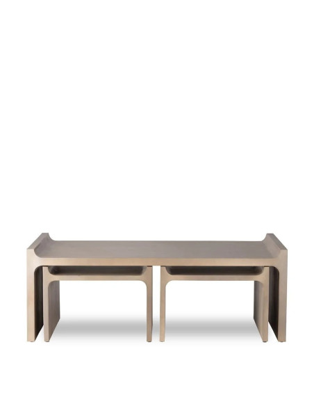 Set de 3 tables basses rectangulaires en manguier blanchi