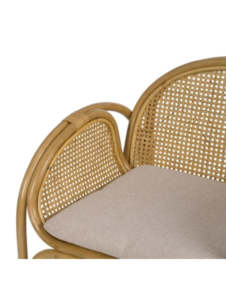 Fauteuil de repas en rotin avec coussin