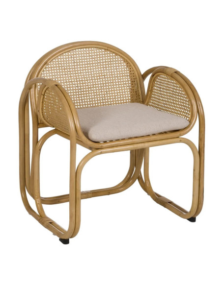 Fauteuil de repas en rotin avec coussin