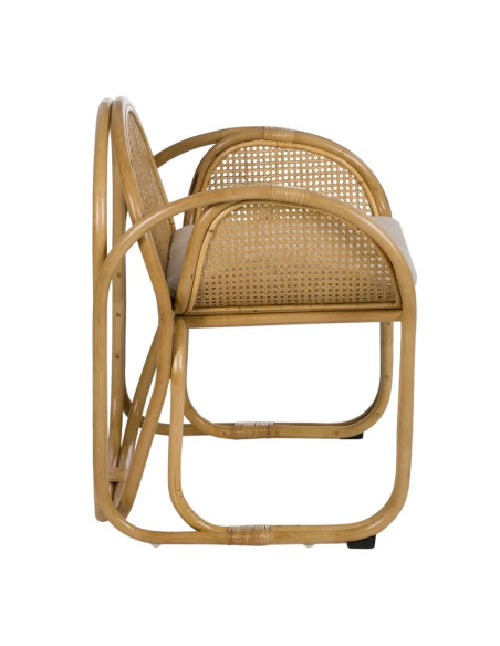 Fauteuil de repas en rotin avec coussin
