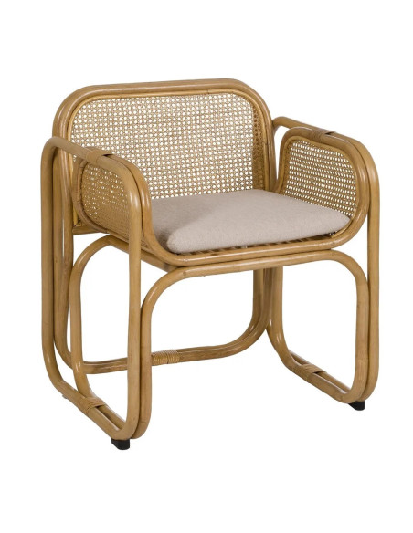 Fauteuil de repas en rotin avec coussin