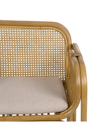 Fauteuil de repas en rotin avec coussin