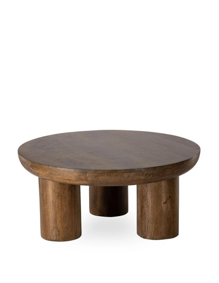 Table basse ronde en manguier teinté