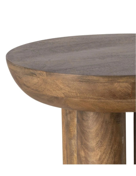 Bout de canapé rond en manguier sur 3 pieds