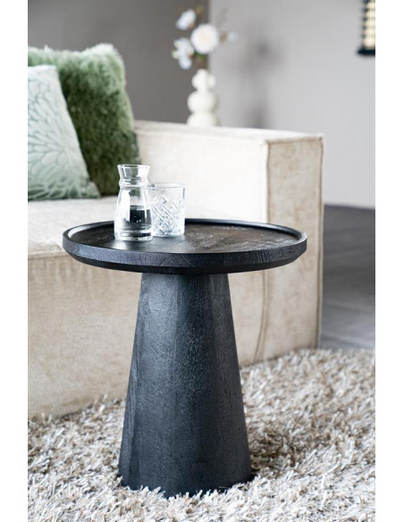 Table basse ronde en bois noir Ron
