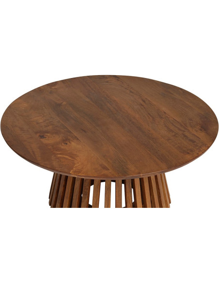 Table basse ronde pied ajouré bois massif teinté