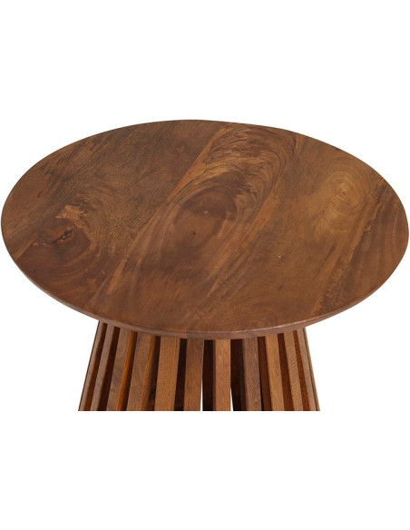 Table basse ronde pied ajouré bois massif teinté