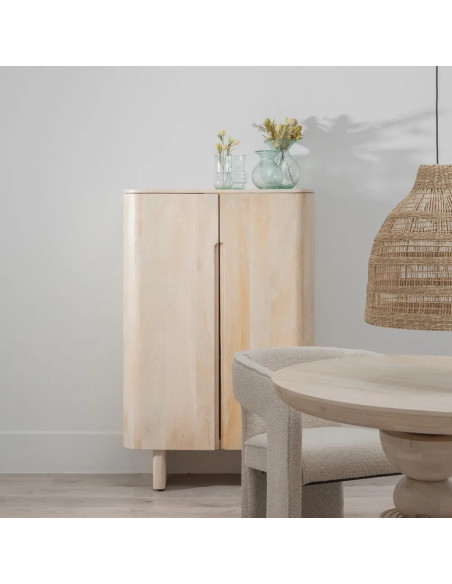 Armoire 2 portes aux bords arrondis style Japandi