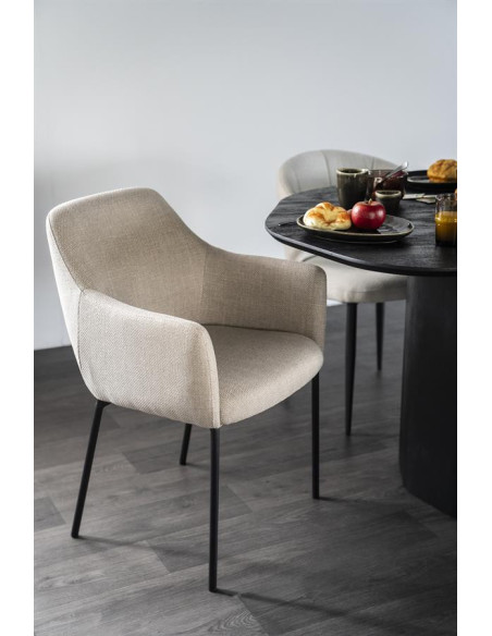 Fauteuil en tissu et métal Paul