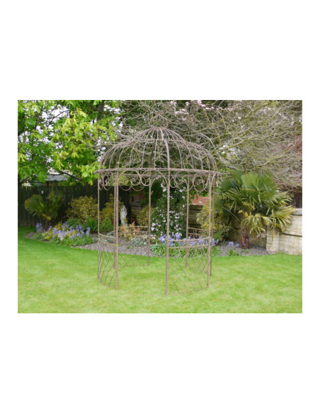 Gloriette de jardin ronde couleur beige ou oxydée