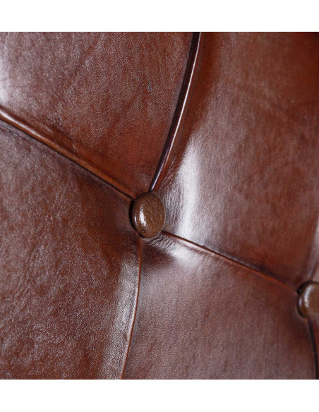 Fauteuil lounge en cuire capitonné marron