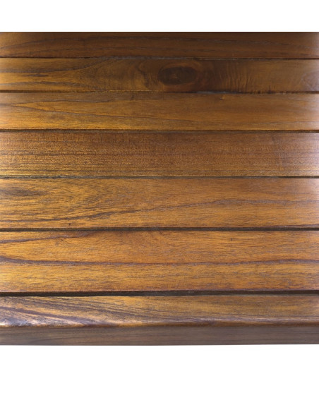 Fauteuil bas en bois massif et coussins tissu beige