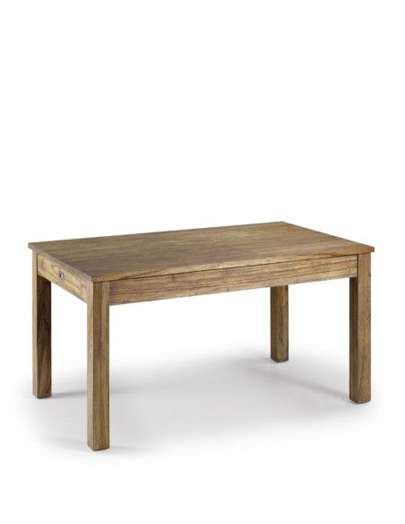 Table de cuisine rectangulaire en bois massif avec 2 tiroirs