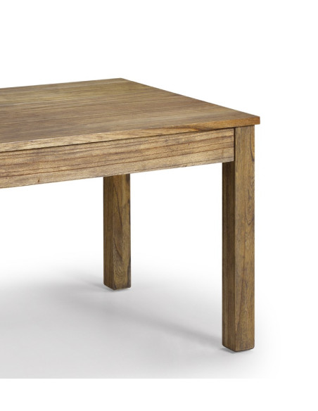 Table de cuisine rectangulaire en bois massif avec 2 tiroirs