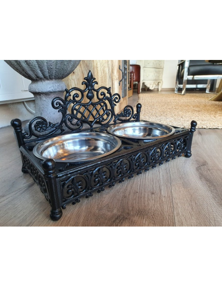 Double gamelles pour chiens et chats en fonte et inox