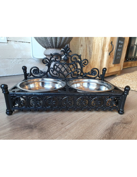 Double gamelles pour chiens et chats en fonte et inox