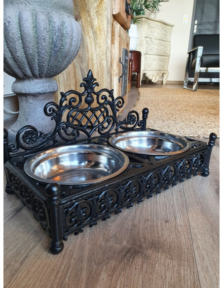Double gamelles pour chiens et chats en fonte et inox