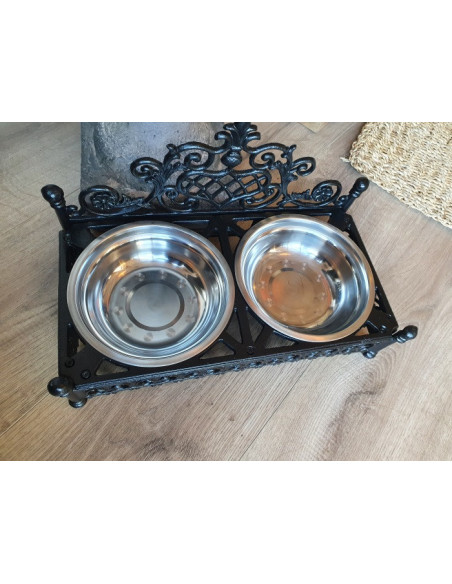 Double gamelles pour chiens et chats en fonte et inox