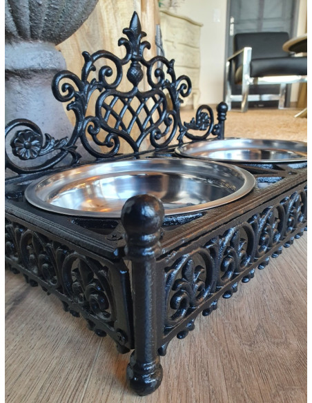 Double gamelles pour chiens et chats en fonte et inox