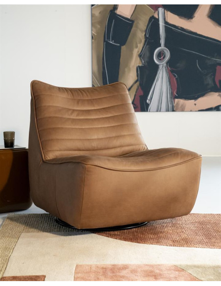 Fauteuil en cuir rotatif Matthew