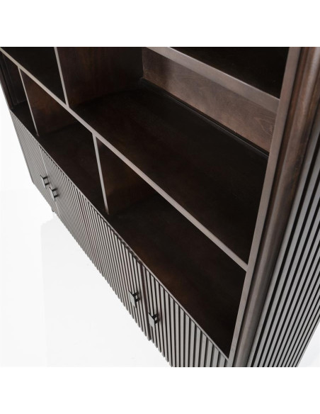 Grande bibliothèque en manguier et métal 4 portes Rémi