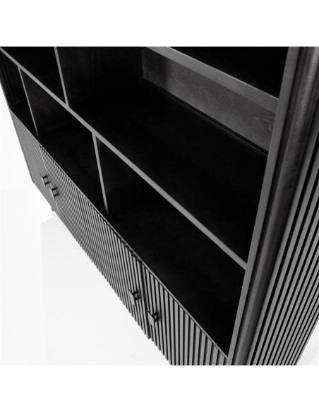 Grande bibliothèque en manguier et métal 4 portes Rémi