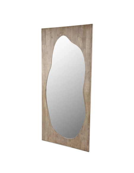 Grand miroir style organique avec encadrement bois