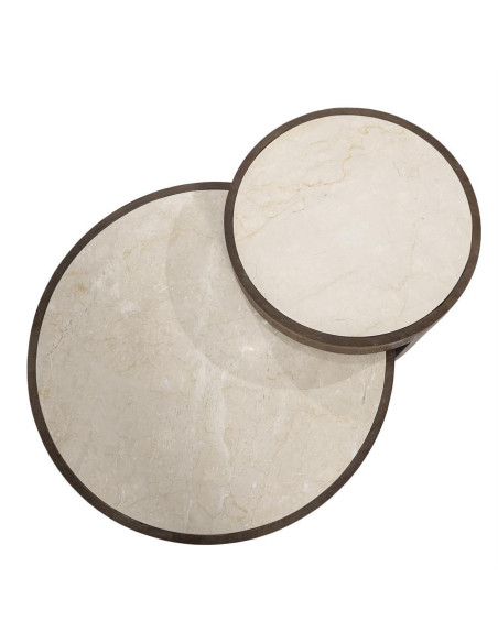 Lot de 2 tables basses en marbre et manguier Hazel