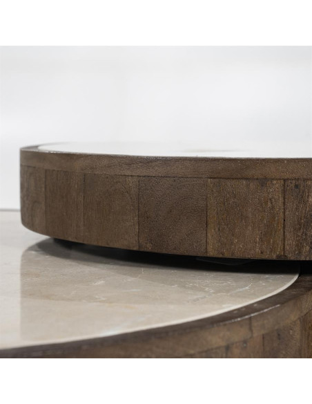 Lot de 2 tables basses en marbre et manguier Hazel