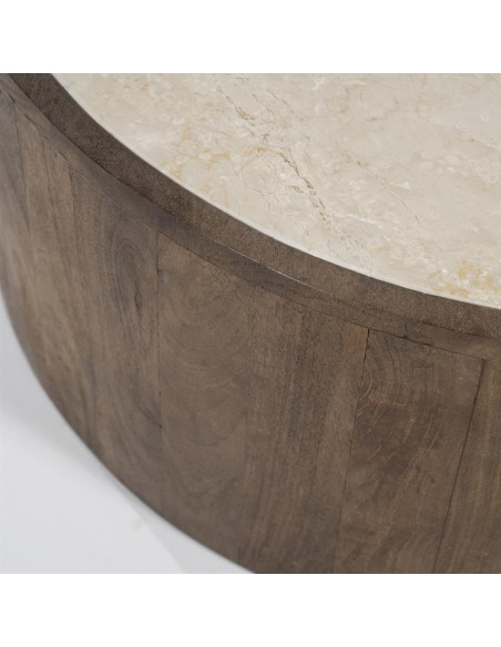 Lot de 2 tables basses en marbre et manguier Hazel