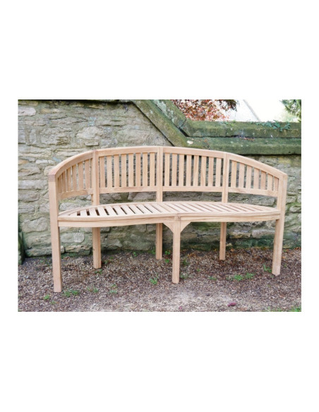 Banc de jardin au dossier arrondi en teck naturel