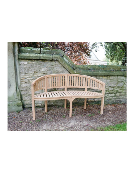 Banc de jardin au dossier arrondi en teck naturel