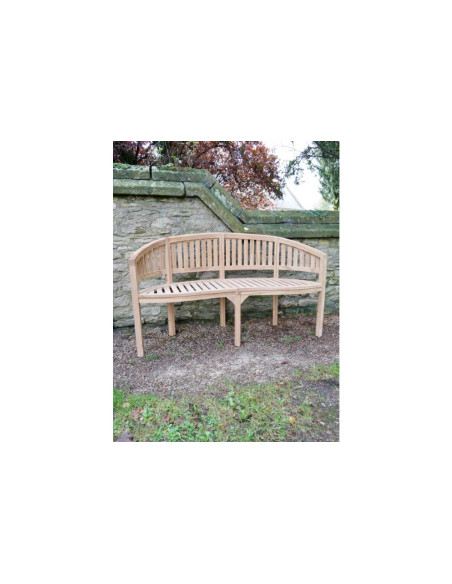 Banc de jardin au dossier arrondi en teck naturel