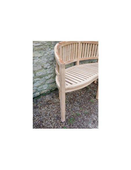 Banc de jardin au dossier arrondi en teck naturel
