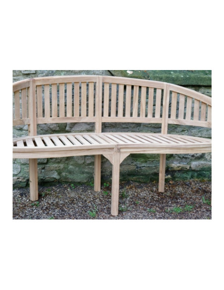 Banc de jardin au dossier arrondi en teck naturel