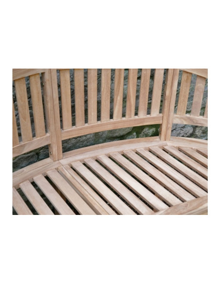 Banc de jardin au dossier arrondi en teck naturel