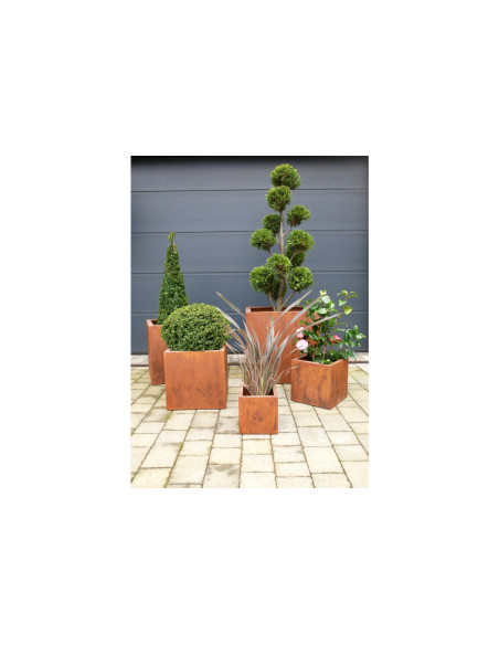 Set de 5 vases carrés couleur rouille