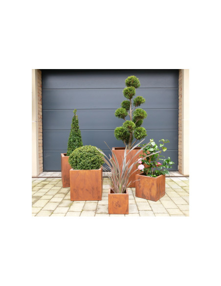 Set de 5 vases carrés couleur rouille