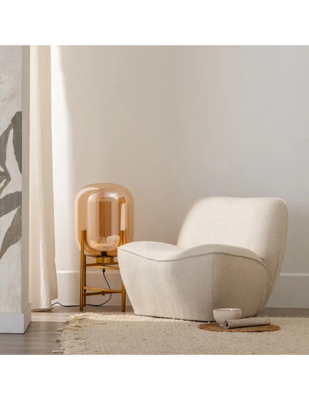 Fauteuil relax bas en tissu clair