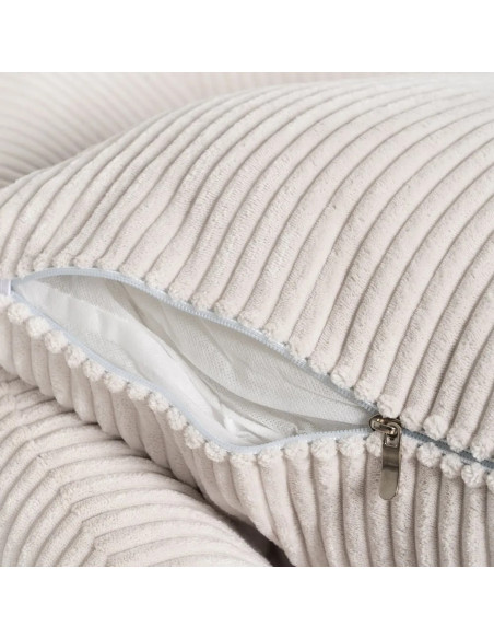 Canapé 3 places arrondi en tissu velours côtelé