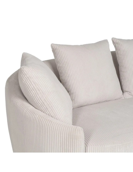 Canapé 3 places arrondi en tissu velours côtelé