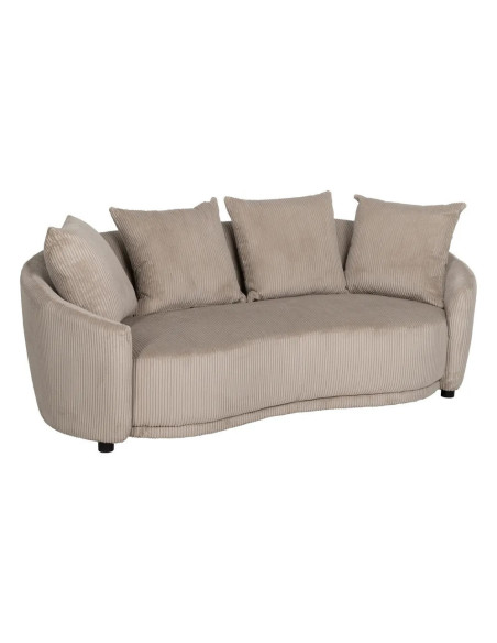 Canapé 3 places arrondi en tissu velours côtelé