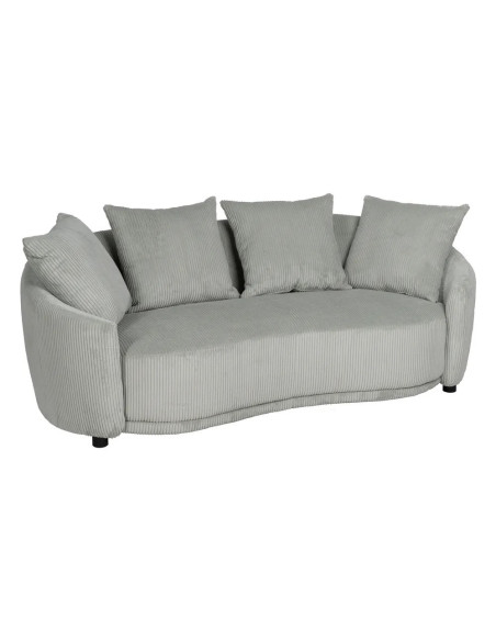 Canapé 3 places arrondi en tissu velours côtelé