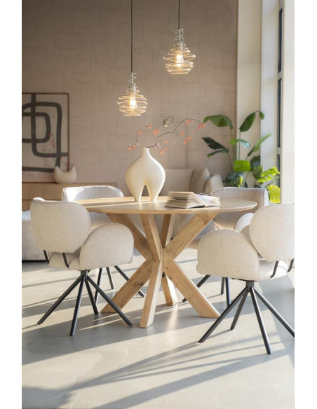Table de repas ronde en bois Nikki 130 cm