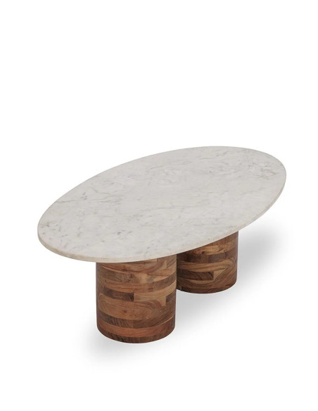 Table de salon ovale en marbre clair