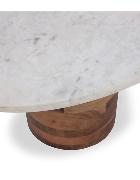 Table de salon ovale en marbre clair